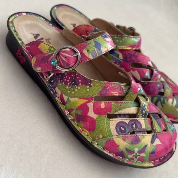 Alegria | Freesia Happy Days Woven Leather Slingback Clogs FRE-525 Floral (38) - Picture 2 of 16